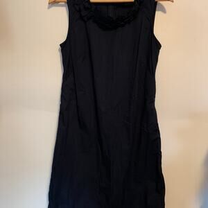 Talbots Black Sleeveless Sheath Dress Ruffle Neckline Women’s Size 6